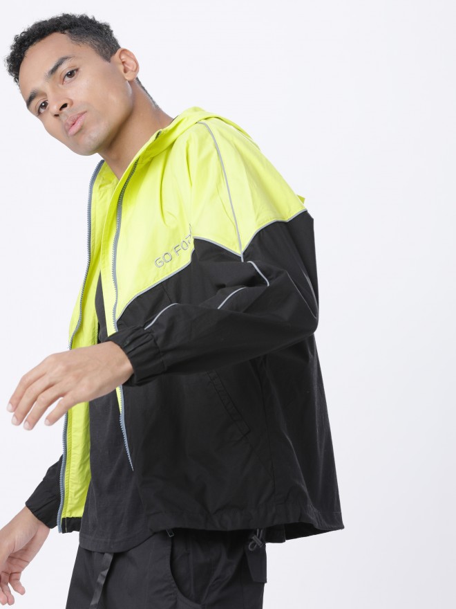 Black and 2024 lime green windbreaker